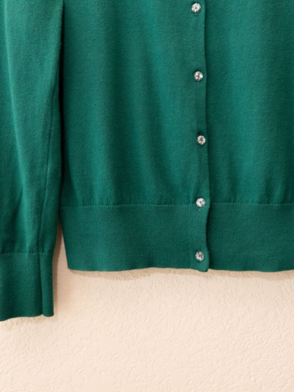LOFT Green Cardigan M Button Front Cotton Sweater Lightweight Classic Preppy - Picture 5 of 12